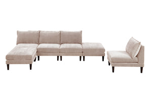 English Elm Modern 6-Piece Modular Set: 4 Armless Chairs & 2 Ottomans For Stylish, Flexible Living Room Seating B011S01575