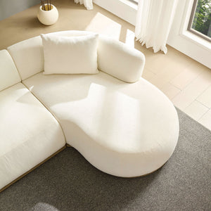 English Elm Oversized L-Shaped Sectional Sofa Right-Facing Chaise with PU Leather Base, Plush Deep Seats, No Assembly Required, Includes 6 Pillows Beige W3208S00004
