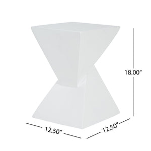 English Elm All Weather Mgo X Base Accent Table Geometric Sculptural Outdoor Indoor White N770P341402W