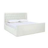 English Elm Brooks Contemporary Tufted Shelter Platform Bed, King, Antique White Polyester