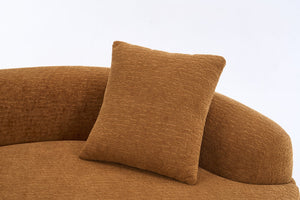 English Elm LY-042 Zen-Inspired S-Curved Dual-Depth Loveseat with Chenille Upholstery, Ready-to-Use Comfort Orange W2231P329720