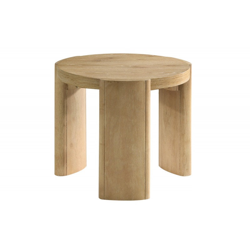 English Elm 21 Inch Kepler Driftwood Finish Round Wood End Table with Sculptural Top & Thick Curved Legs, Modern Rustic Decor B011P366049
