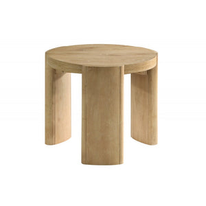 English Elm 21 Inch Kepler Driftwood Finish Round Wood End Table with Sculptural Top & Thick Curved Legs, Modern Rustic Decor B011P366049