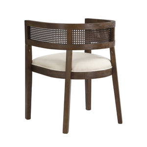 English Elm Christopher Knight Home® - DINING Chair Set of 2 with Rattan Round Back and Upholstered U‑Seat, Wood Frame, Contemporary Style Beige,Walnut N771P192287T