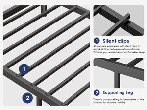 English Elm Metal Twin Over Twin Bunk Bed Black - Sturdy Powder-Coated Metal, No Box Spring, Safe Kids Sleep W2889P263782