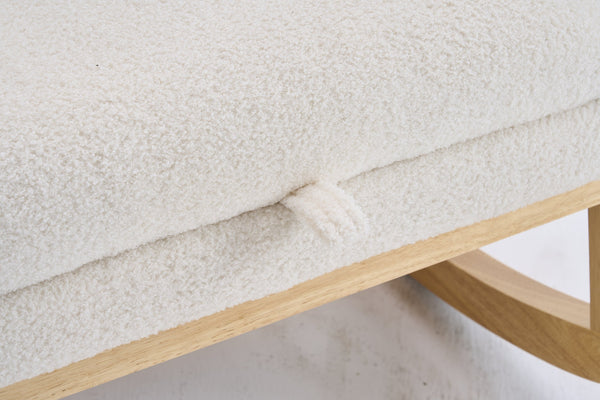 English Elm LY-5104 Plush High-Back Rocking Chair with Footrest & Storage Pocket, Ergonomic Foam Cushion for Nursery Beige+White W2231P292976