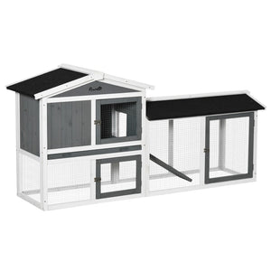 English Elm Pawhut Outdoor Wooden Rabbit Hutch with Run Ramp Asphalt Roof and Pull Out Tray W2225P173736