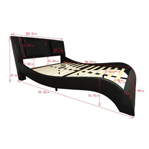 English Elm Faux Leather King Platform Bed with Rgb Lighting Bluetooth Speakers and Massage W2297S00029
