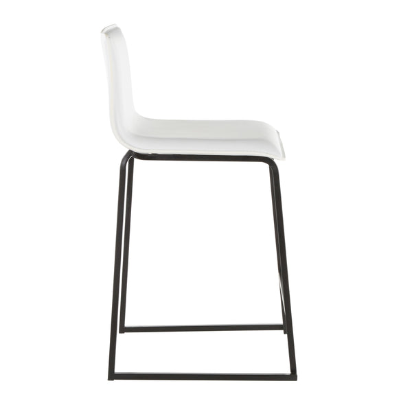 English Elm Mara 26" Modern Counter Stools Set Of 2 In Stylish Black Metal & White Faux Leather For Any Space B202P222059