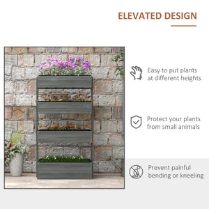 English Elm Outsunny Vertical Garden Planter Box - 4-Tier Wooden Design For Flowers, Herbs, And Vegetables, Gray W2225P174399-GIGA