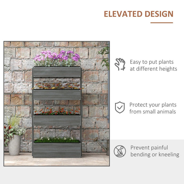 English Elm Outsunny Vertical Garden Planter Box - 4-Tier Wooden Design For Flowers, Herbs, And Vegetables, Gray W2225P174399-GIGA