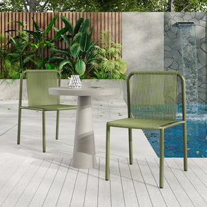 English Elm Christopher Knight Home® - Burgess Weather-Resistant Outdoor Stacking Dining Chair Set of 2 — UV-Proof PE Rattan with Iron Frame Green 23.75 L x 20.9 W x 19.5 H N776P234186G