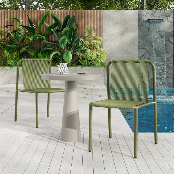 English Elm Christopher Knight Home® - Burgess Weather-Resistant Outdoor Stacking Dining Chair Set of 2 — UV-Proof PE Rattan with Iron Frame Green 23.75 L x 20.9 W x 19.5 H N776P234186G