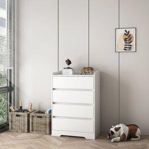 English Elm 4 Drawer Dresser with Anti-Tip Kit, Waterproof White Chest, Modern Sturdy Frame, Safe Smooth Drawers W132166400