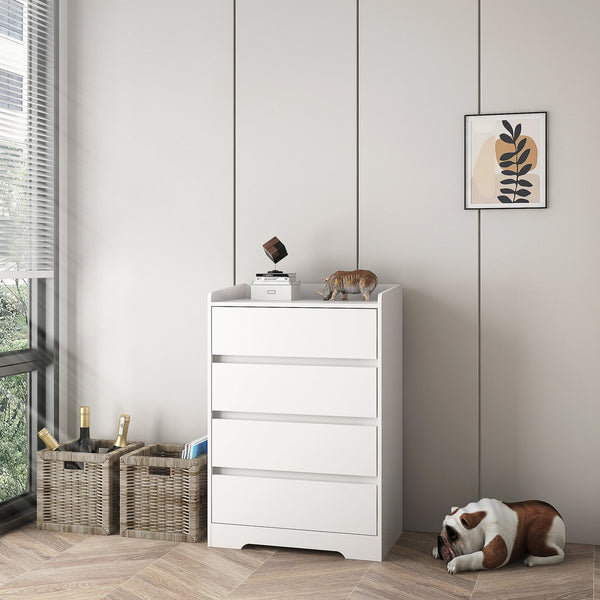English Elm 4 Drawer Dresser with Anti-Tip Kit, Waterproof White Chest, Modern Sturdy Frame, Safe Smooth Drawers W132166400