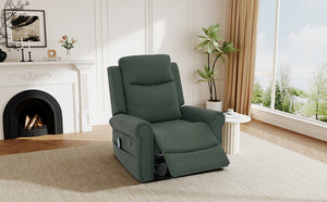 English Elm Manual Swivel Rocker Recliner Pu Leather Chair with Massage Heating and Pocket Spring Support Green N763P363558F