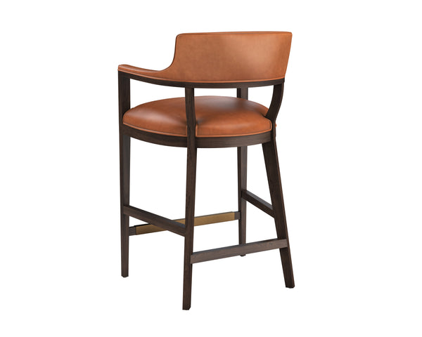 Sunpan Brylea Mid-Century Modern Bar Stool - Exquisite Top Grain Leather with Solid Oak Frame Design Brown / Shalimar Tobacco Leather