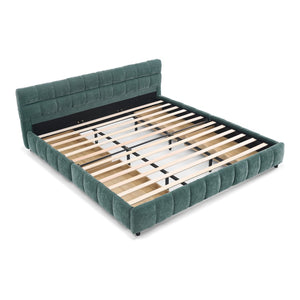 English Elm California King Platform Storage Bed Chenille Upholstered Frame Modern Bedroom Blue+Green W487S00523