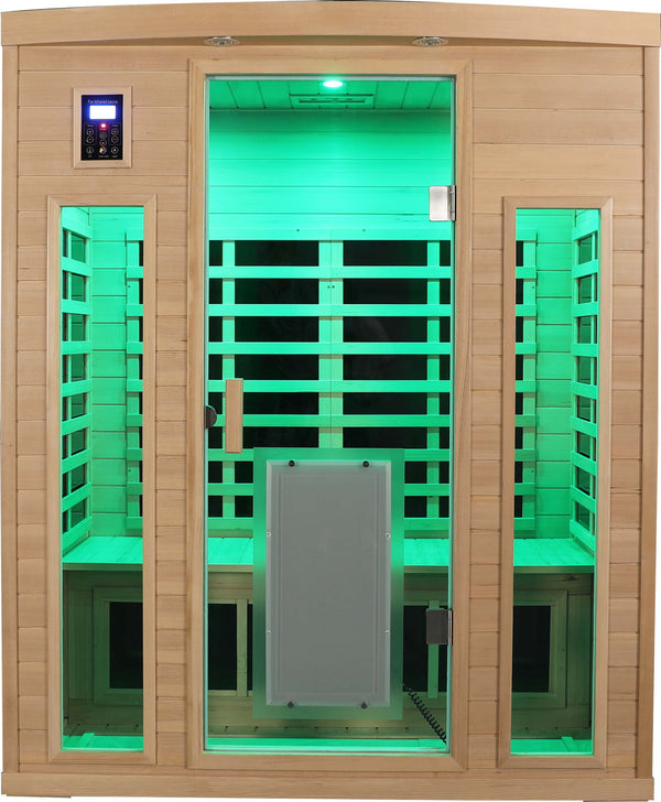 English Elm Low Emf Three-Person Far Infrared Sauna Room With Bluetooth, Mood Lighting & Safety Features W1149P369617