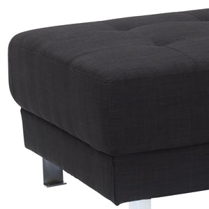 English Elm Elegant Black Fabric Ottoman 16"H x 57"W x 28"D — Dual-Use Footrest & Coffee Table, Seats Two, No Assembly B078108244