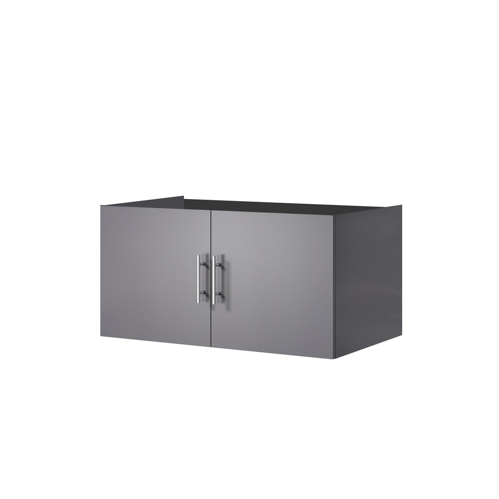 English Elm Dark Grey Bath Vanity - 36" W, Fully Assembled, Solid Wood Frame, Soft-Close Doors, Modern Style B2731P258598