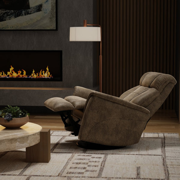 English Elm Global Home Swivel Glider Recliner With Adjustable Headrest & Footrest In Stylish Texas Slate Fabric B339P323113