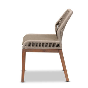 English Elm Mid-century Artisan Woven Rope Back Mahogany Dining Chair with Removable Cushion B2750P470064