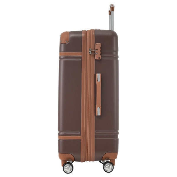 English Elm Hardshell Abs Spinner Luggage Set Four Piece Expandable Tsa Lock Travel Suitcases Brown N732P170218O