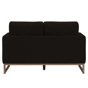 English Elm Black Mid-century Modern Loveseat with Wraparound Metal Base for Living Rooms B361P483237