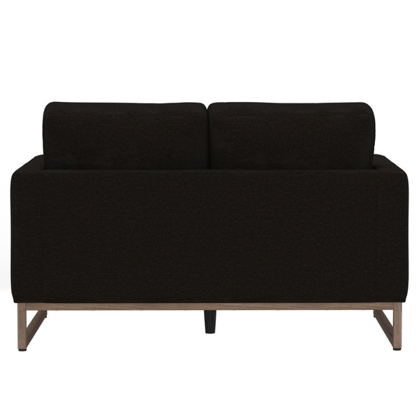 English Elm Black Mid-century Modern Loveseat with Wraparound Metal Base for Living Rooms B361P483237