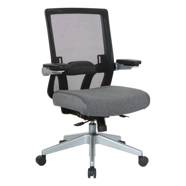 OSP Home Furnishings Black Mesh Back Ergonomic Office Chair with Flip Arms Lumbar Support and Synchro Tilt Charcoal 867-B26N64R
