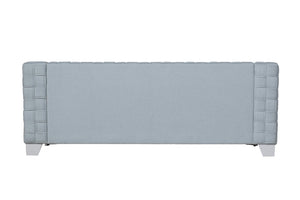 English Elm Saree Teal Chenille Sofa with White Legs Tailored Tight Back for Modern Living Rooms B2726P453250