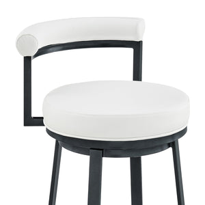 English Elm Adrix Cloud Finish Swivel Counter or Bar Stool with White Faux Leather, 360° Glide, 250lb Capacity B2736P354348