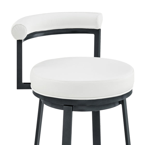 English Elm Adrix Cloud Finish Swivel Counter or Bar Stool with White Faux Leather, 360° Glide, 250lb Capacity B2736P354348