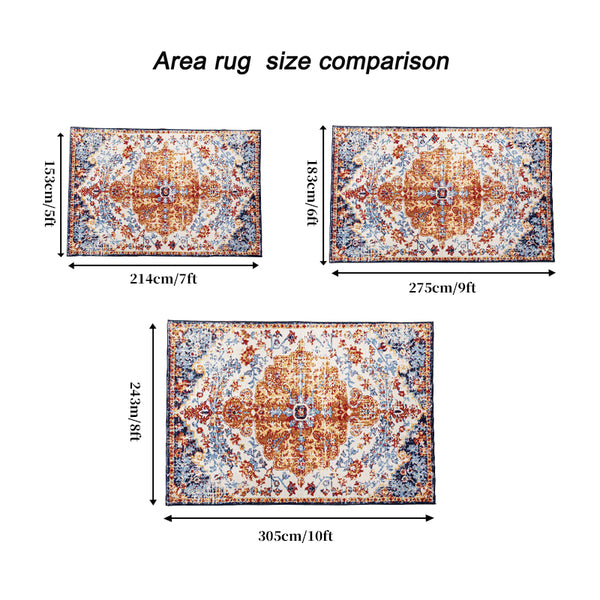 English Elm Area Rug 8X10 Vintage Bohemian Persian Floral Design - Non-Slip, Washable, Perfect For Any Room W2907P265135