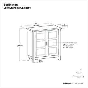 English Elm Burlington Solid Wood Low Cabinet Aged Brown Stain Bronze Pulls Transitional Storage B136P481643
