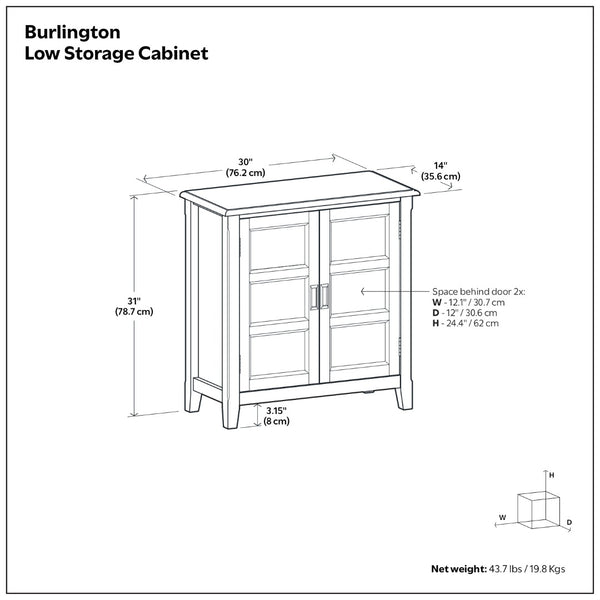 English Elm Burlington Solid Wood Low Cabinet Aged Brown Stain Bronze Pulls Transitional Storage B136P481643