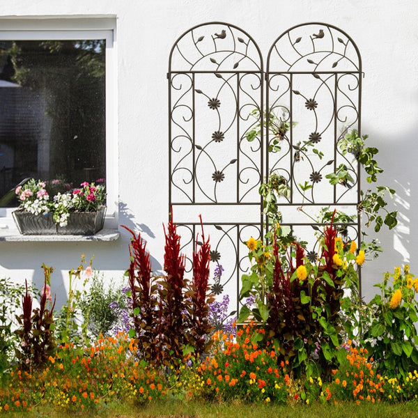 English Elm 2 Pack Powder Coated Steel Garden Trellis Tall Rustproof Climbing Plant Support Panels W1586P243847