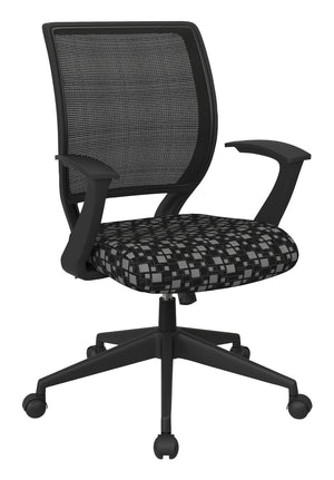 OSP Home Furnishings Screen Back Mesh Task Chair with Lumbar Support and T Arms for Home Office Use Domino EM51022N-K107