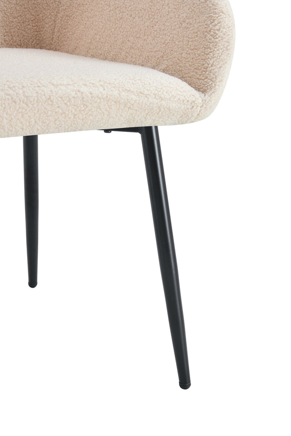 English Elm Leisure Modern Accent Arm Chairs Set Of 2 - Beige Teddy Fabric With Sturdy Black Metal Legs W370P203684