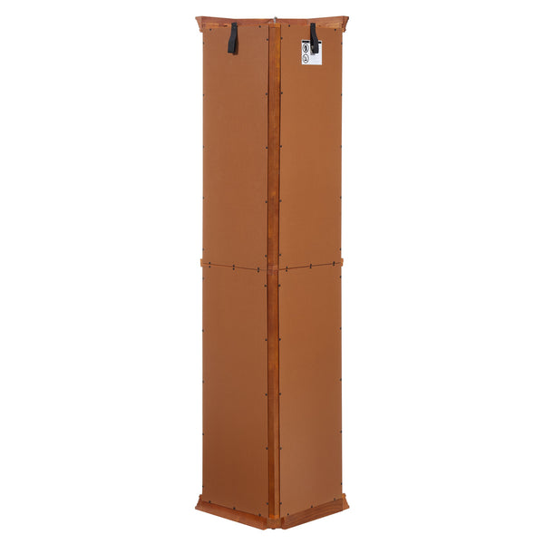English Elm Lighted Corner Curio Cabinet - Elegant Display Shelf With Adjustable Glass Shelves & Ambient Lighting W1758P300137