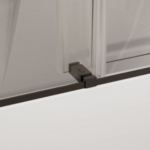 English Elm 56-60 in Frameless Bypass Tub Shower Door Soft Close Tempered Glass Brushed Nickel W1920P385333