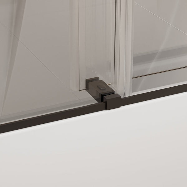 English Elm 56-60 in Frameless Bypass Tub Shower Door Soft Close Tempered Glass Brushed Nickel W1920P385333