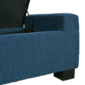 English Elm Christopher Knight Home® - 50" Ottoman Bench Textured Boucle with Flip-Lid Storage, Birch Legs, Soft-Close Hinges for Seating and Organization Blue N767P268309B