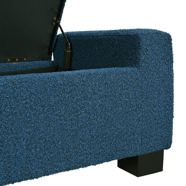 English Elm Christopher Knight Home® - 50" Ottoman Bench Textured Boucle with Flip-Lid Storage, Birch Legs, Soft-Close Hinges for Seating and Organization Blue N767P268309B