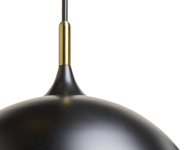 Sunpan Lohn Pendant Light - Chic Dome Design with Elegant Gold Interior for Modern Home Decor Appeal Matte Black