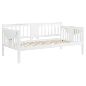 English Elm Albany Twin Daybed with Drop-Down Side Tables, White Wood Slat Design for Teens, Office & Guests B062P358373