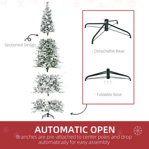 English Elm Homcom 9' Snow Flocked Artificial Christmas Tree - Realistic Branches, Quick Setup, Safe & Stunning! W2225P229088