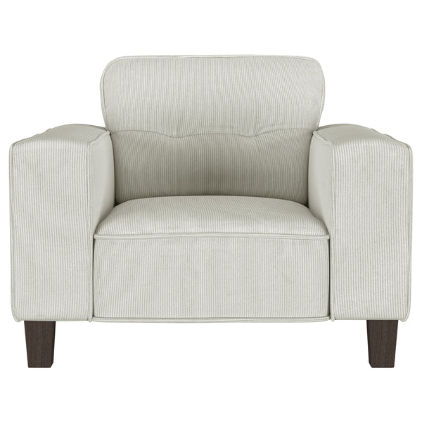 English Elm Dana Greige Plush Corduroy Tufted Accent Chair with Wide Track Arms, Modern Cozy Living Room Seat B062S00620
