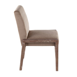 English Elm Carmen Contemporary Chair Set Of 2 - White-Washed Wood Frame With Luxurious Light Brown Velvet Upholstery B202S01320